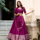 Crafted Pure Chanderi Plain Lehenga