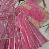 Premium Peach Gmy Silk Suit