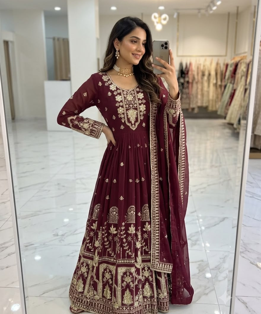 Stunning Embroidered Georgette Gown