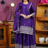 Violet Designer Embroidered Suit