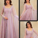 Shiny Purple Organza Anarkali Suit