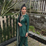 Bottle Green Designer Patiyala Suit