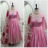 Baby Pink Satin Silk Gown