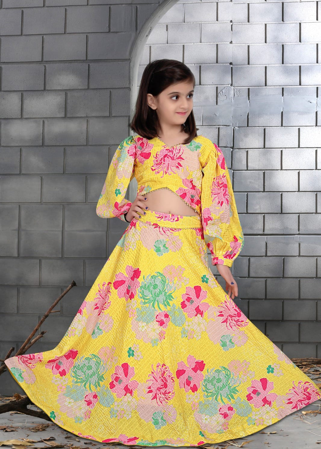 Kids Flower Printed Lehenga Choli