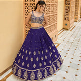 Indigo Heavy Chinon Silk Lehenga