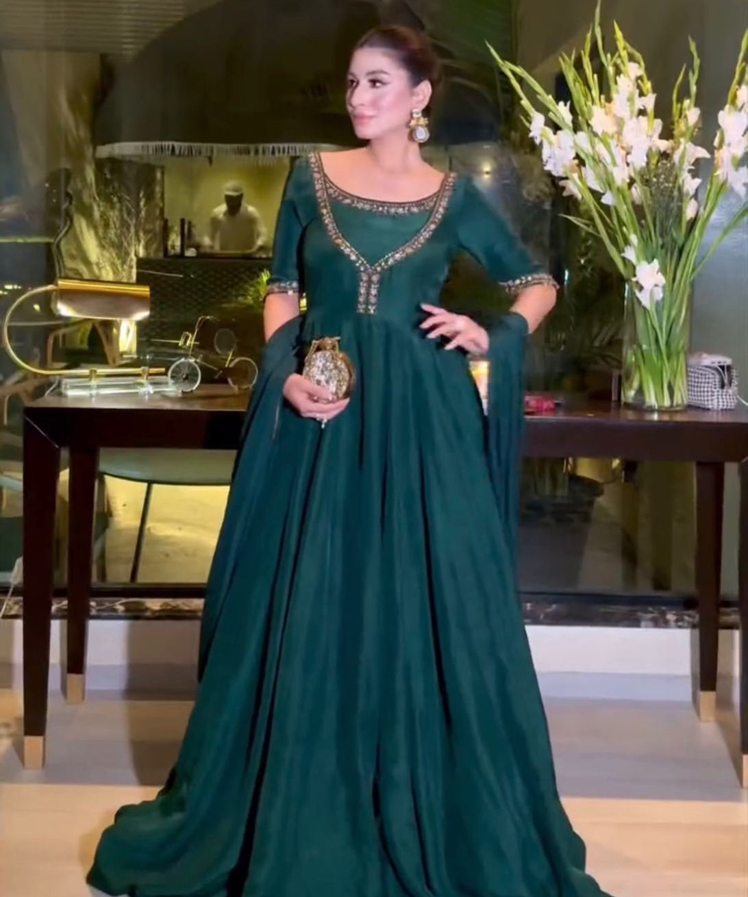 Elegance Crep Silk Anarkali Gown