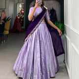 Traditional Purple Jacquard Silk Lehenga