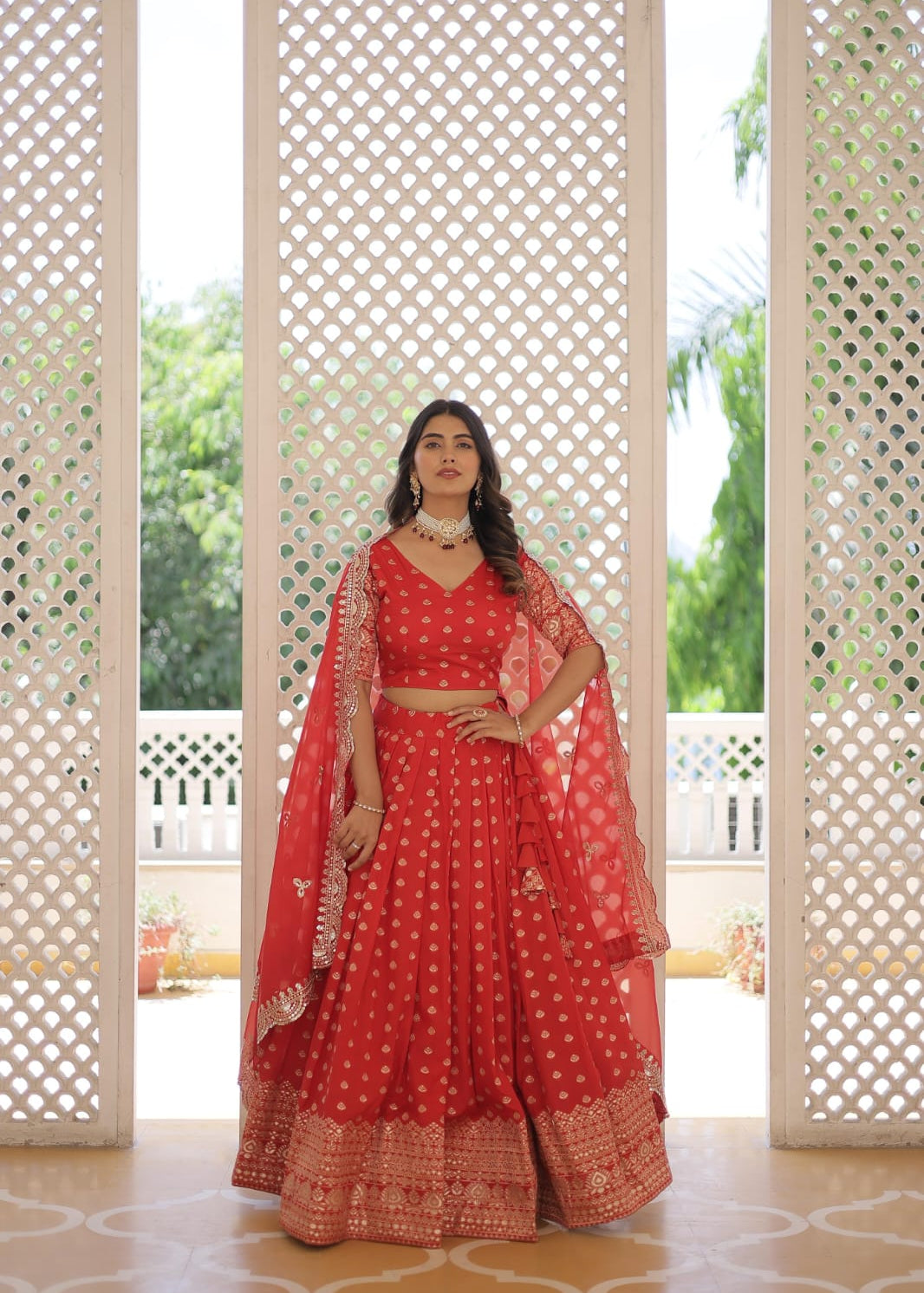 Enchanting Viscose Jacquard Lehenga