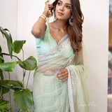 NEW HEAVY BUTTERFLY NET SEQUANCE  SAREE