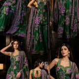 Glamour Green Floral Print Suit