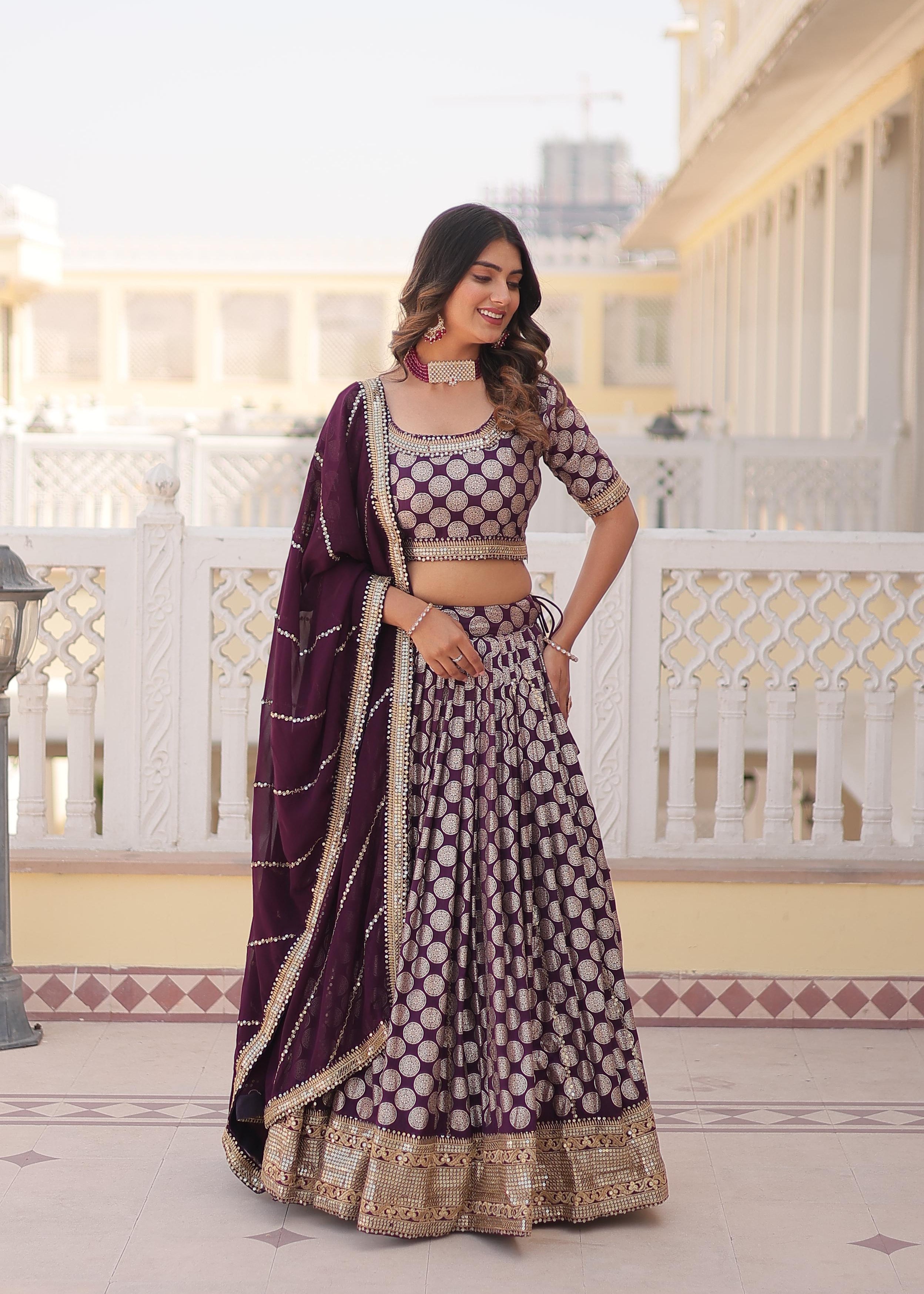 Designer Pure Viscose Jacquard fabric Lehenga