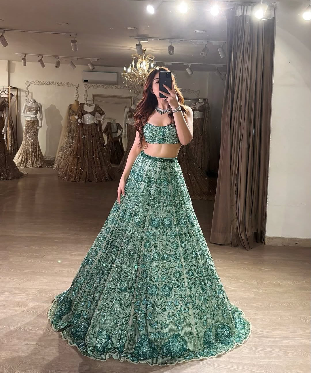 Bridal Pastel Green Embroidered Lehenga