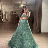 Bridal Pastel Green Embroidered Lehenga