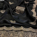 Shiny Soft Satin Silk Gold Zari Saree