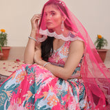 Pink Beautiful Floral Print Lehenga