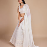 White Threads and Sequance Work Lehenga