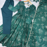 Green Printed Anarkali Gown Set