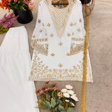 Elegant White Embroidered Suit
