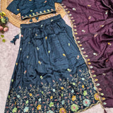 Ananya Teal Blue Embroidered Lehenga