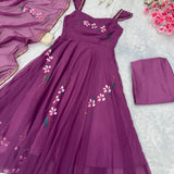 Exclusive Wine Flame Anarkali Gown