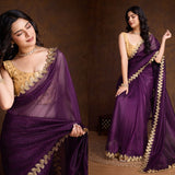 Crafted Cutwork Golden Sequance Saree