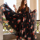 launching flower maxy gown with Dupatta