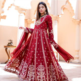 Reddish Blooming Embroidered Suit