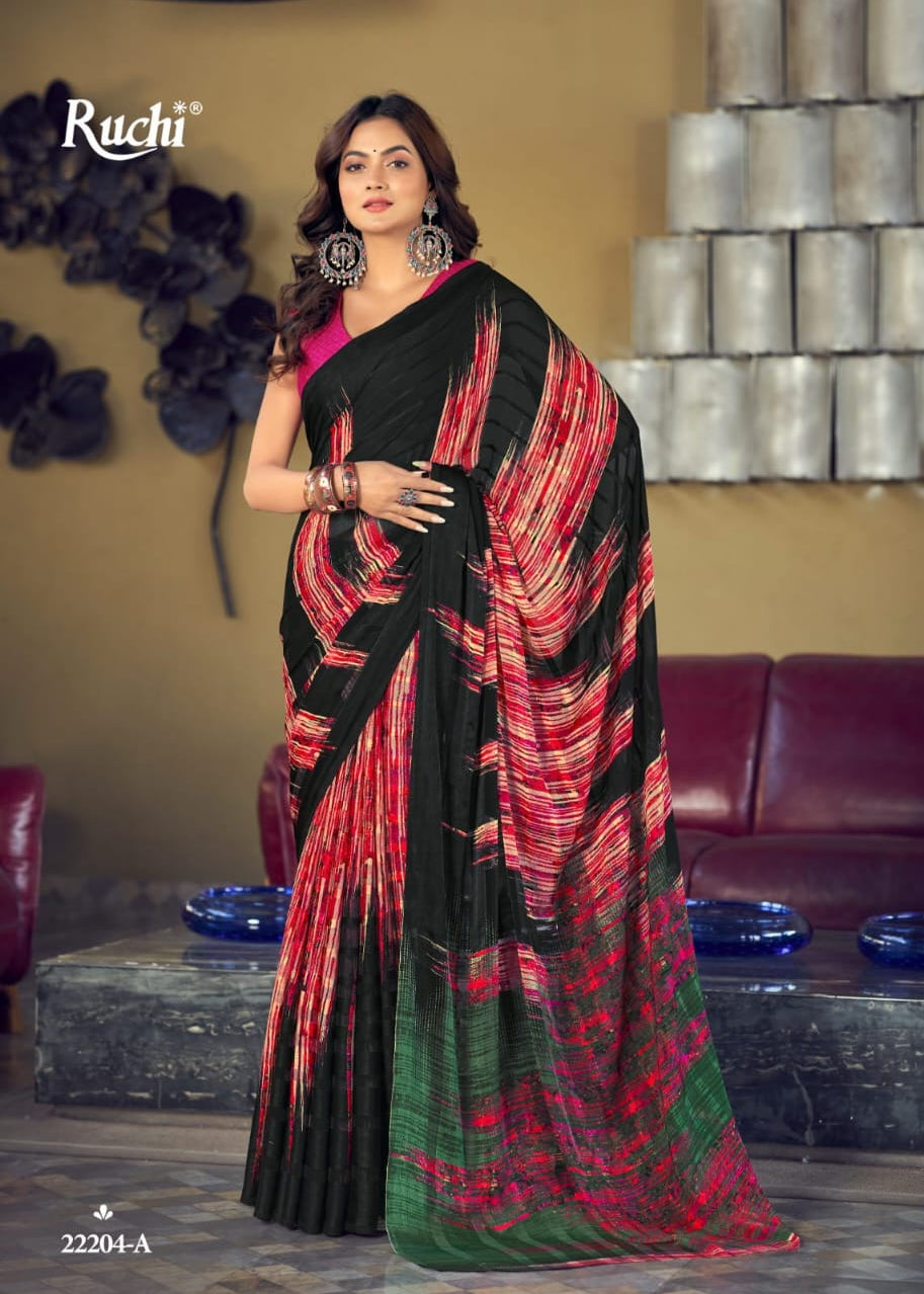 Special Black Flower Print Saree