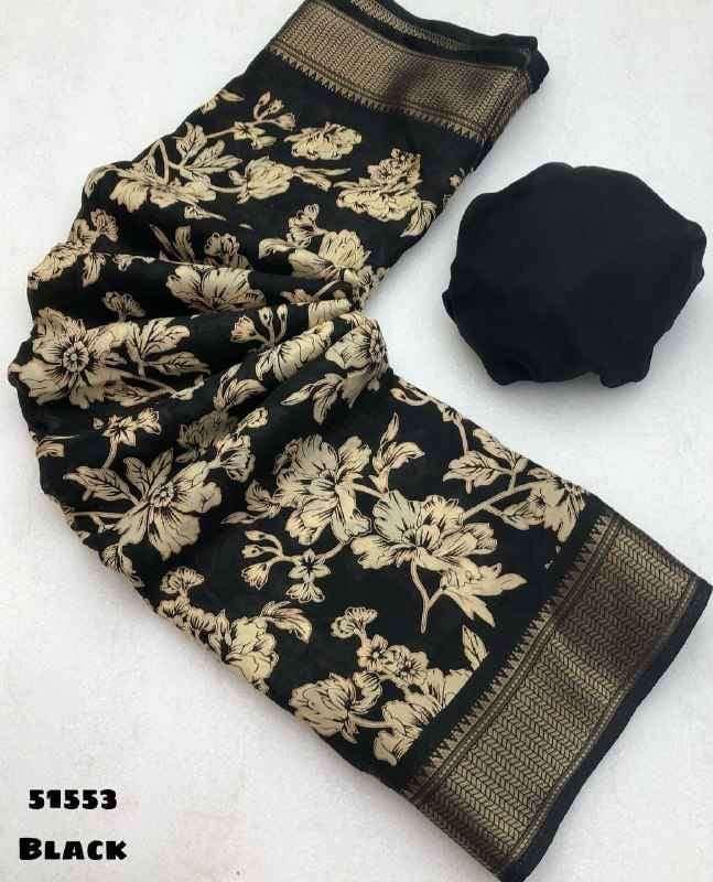 Launching Chiffon Floral Printed Saree