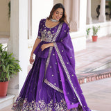 Violet Classy Gold Crush Lehenga