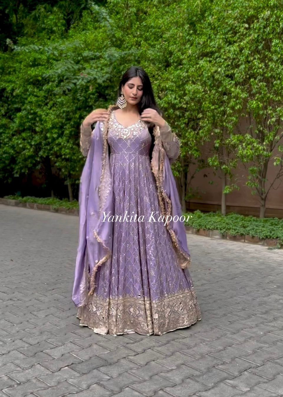 Purple Party Wear Anarkali Dress