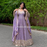 Purple Party Wear Anarkali Dress