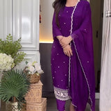Violet Classy Pure Chinon Suit