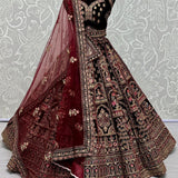 Premium Bridal Handmirror Velevt Lehenga