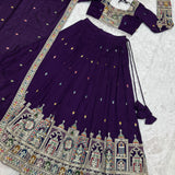 Purple Vichitra Silk Lehenga Choli