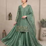 Designer Shiny Silk Top Plazzo