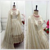 Creamy Heavy Silk Anarkali Gown