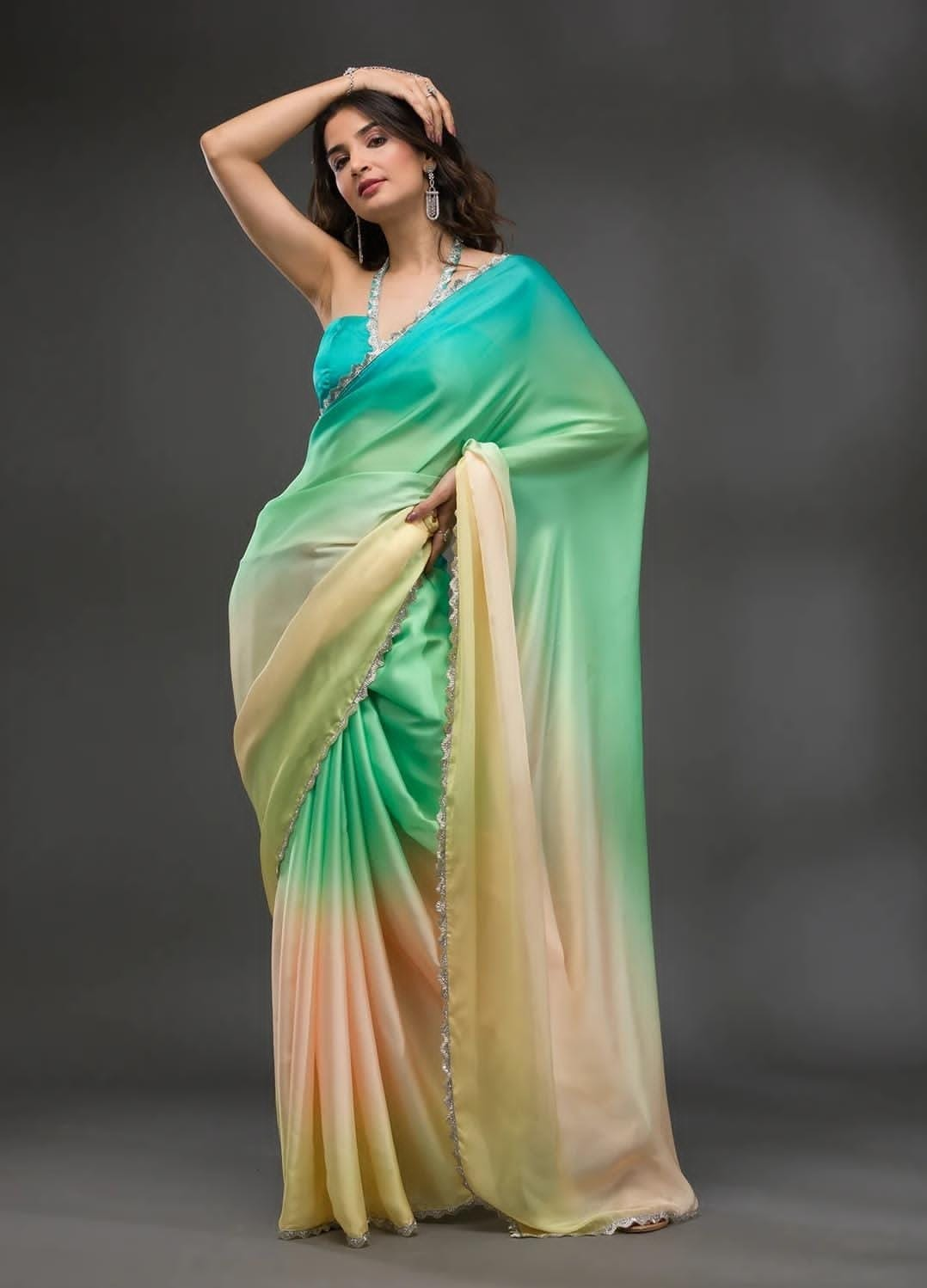 Digital Printed Satin Saree