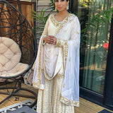 Premium White Lakhanvi Work Salwar