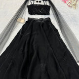 Black Elegnance Gorgettte Lehenga Choli