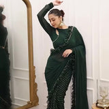 Dark Green Ruffle Saree