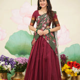 Maroon Traditional Kanjivaram Lehenga