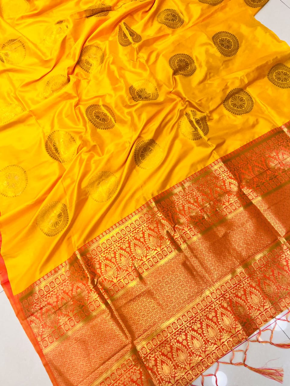 Beautiful Soft Chakrani Silk sareeGolden