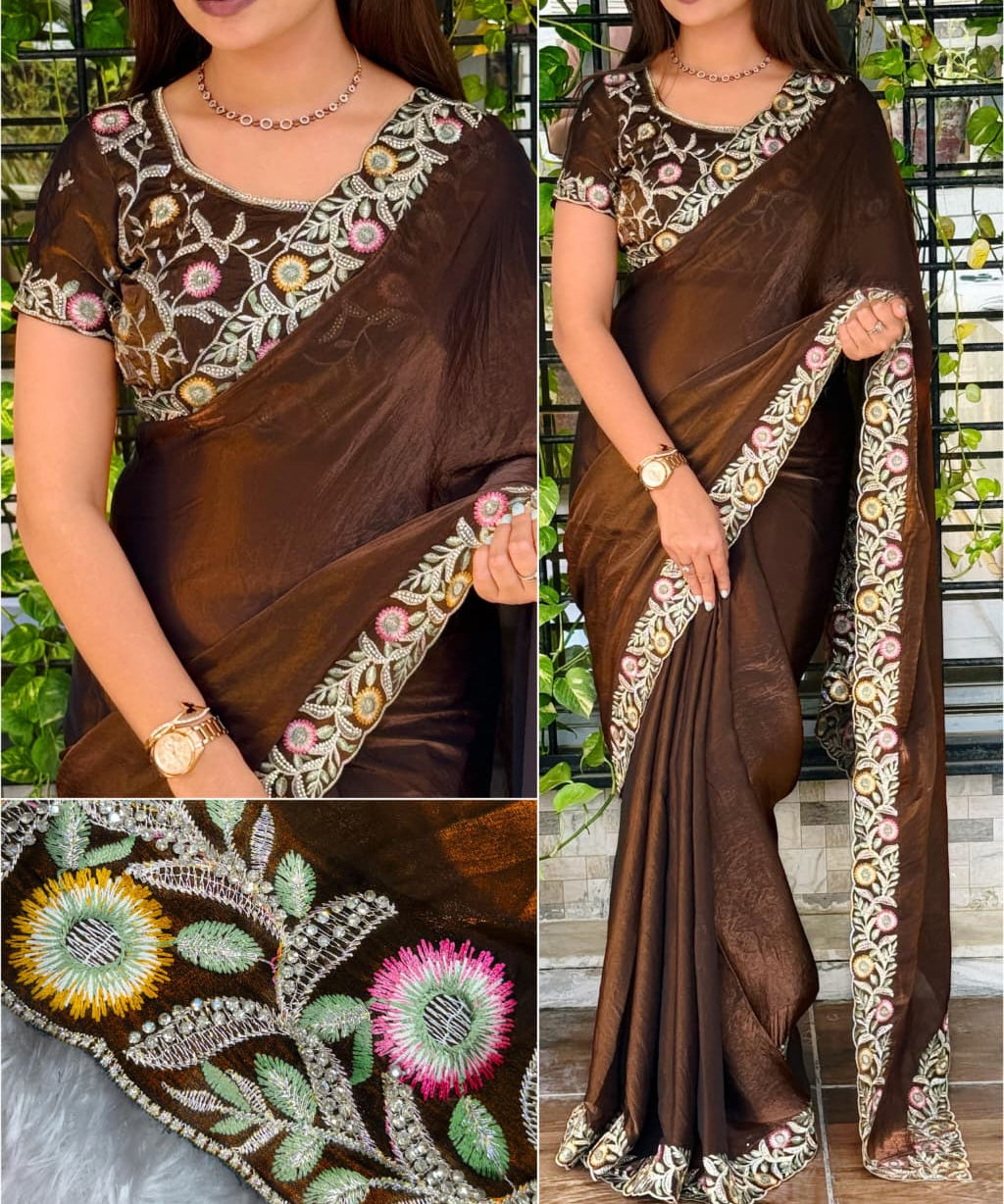 Designer Fandy Satin Silk Saree