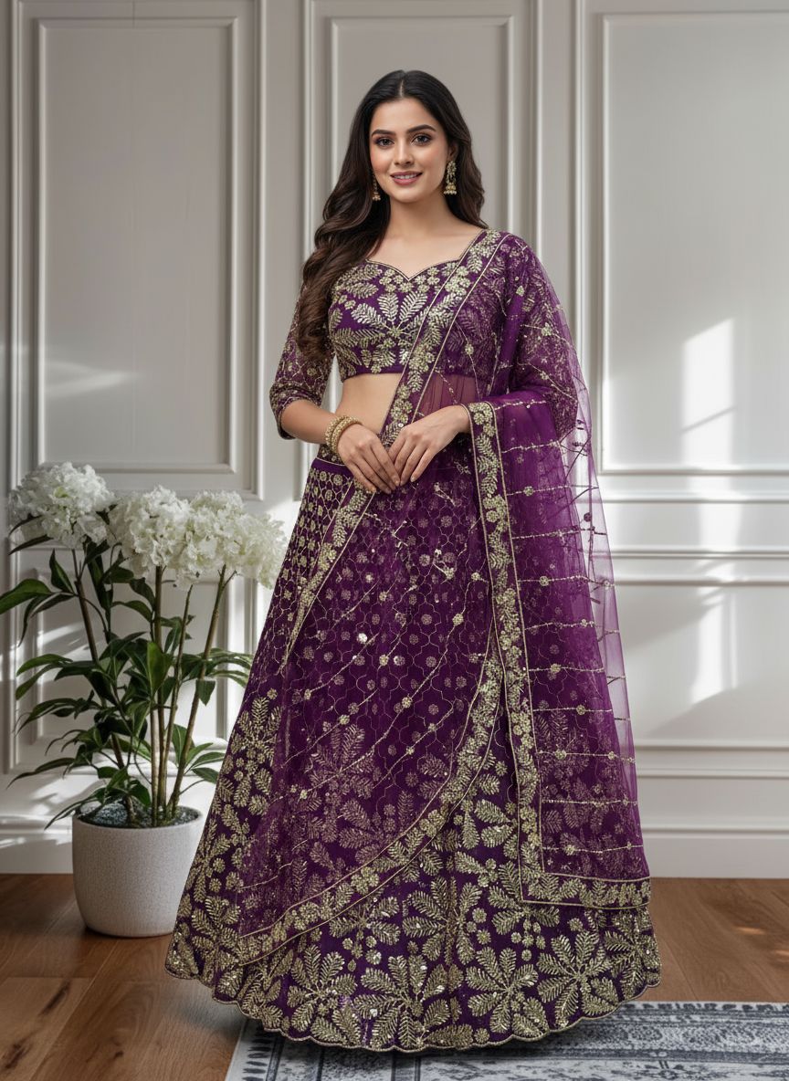 Crafted Butterfly Net Lehenga Choli