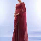 Maroon Ethnic Organza Saree Collection