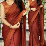 Presenting Copper Zari Chiffon Saree