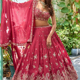 Premium Embroidered Tometo Pink Lehenga - Size M