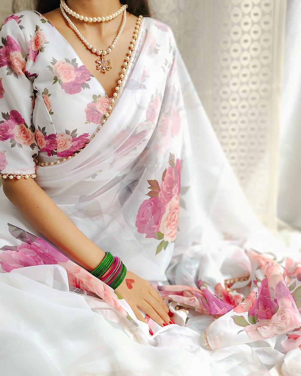 spectacular georgette printed saree