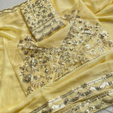 Sitara Creamy Moss Chiffon Saree